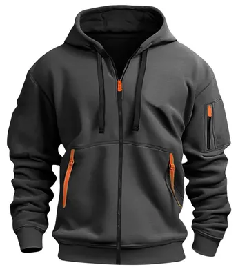 Imagen del producto de Sudadera para hombre con cremallera y múltiples bolsillos, corte ajustado ideal para el día a día y para practicar deportes