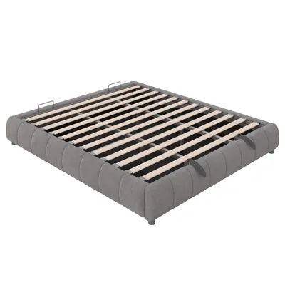 Produktbild von okwish Polsterbett 180x200 mit Bettgestell und Lattenrost,Jugendbett mit LED-Lichtleiste,Einzelbett ohne Kopfteil und Matratze,Grau