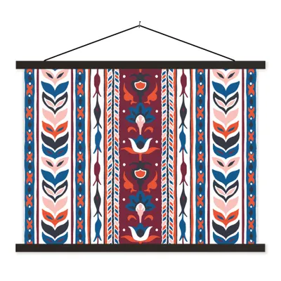Produktbild von MuchoWow® Textilposter Blumen - Muster - Pflanzen - Abstrakt - Minimalismus 120x90 cm mit schwarzem Rahmen - Aufhänger für Poster