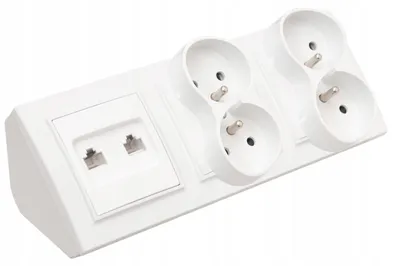Produktbild von Adelid Quadra 4-fach Möbelsteckdose mit RJ45 weiß