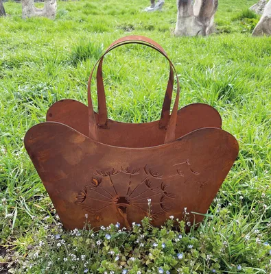 Produktbild von Edelrost Große Handtasche mit Pusteblume 42x45cm Tasche zum Bepflanzen Rost Pflanztasche Blumentopf Windlicht Edelrost Gartendeko