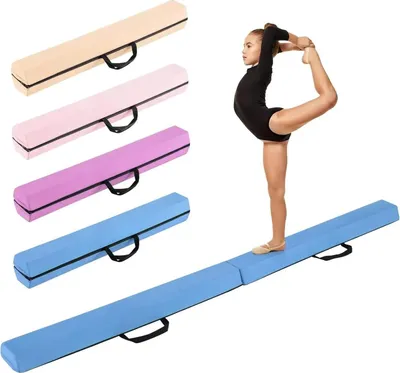 Produktbild von Gymnastikbalken - Balancebalken für Kinder - Klappbar - Mit Tragegriffen - Bis 70 kg - Für Zuhause - Blau