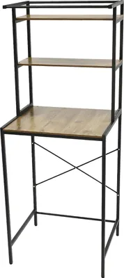 Produktbild von Überbau-Regal für Waschmaschine/Trockner - Bodenstehendes Badregal - 3 Ebenen - Über Toilette - Platzsparend - Schwarze Eiche