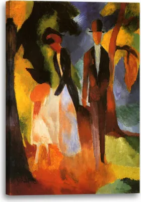Produktbild von Leinwandbild (60x80cm): August Macke - Leute am blauen See, echter Holz-Keilrahmen inkl. Aufhänger, handgefertigt in Deutschland