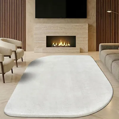 Immagine prodotto di Tappeto Shape dalla forma libera e moderna, antiscivolo, morbido, color crema, dimensioni: 160 x 220 cm