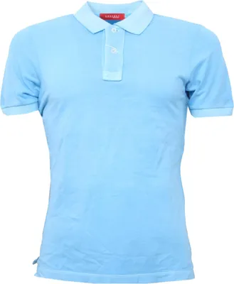 Productafbeelding van B3154 herenpolo GENIALI MILANO, lichtblauwe polo met korte mouwen