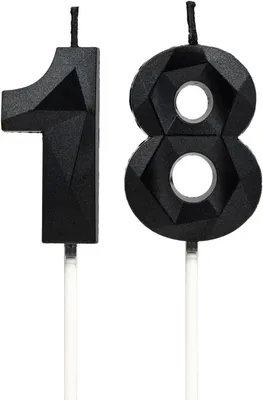 Immagine prodotto di Candeline nere per torta, numero 18