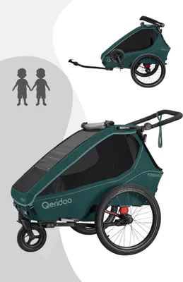 Produktbild von Qeridoo Kidgoo 2- Kinderfahrradanhänger für 2 Kinder, Farbe: Pacific Blue