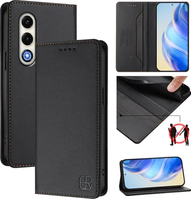 Produktbild von Lederhülle für itel S25 Hülle Flip Brieftasche Kartenfächern Ständer Schutzhülle Schwarz