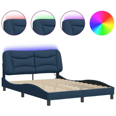 Immagine prodotto di vidaXL Struttura letto con LED senza materasso "Hvar" Blu 140x190 cm tessuto