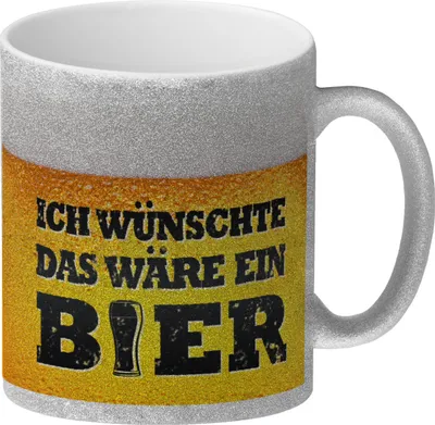 Produktbild von Ich wünschte das wäre ein Bier Glitzer-Kaffeebecher mit Biermotiv