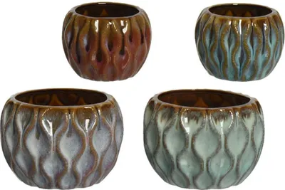 Produktbild von Decoris Blumentopf aus Keramik mit Relief im 2er-Set