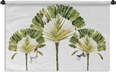 Produktbild von MuchoWow® Wandteppich Wandbehang Dschungel - Kakadu - Baum 120x80 cm Tapisserie Dekoration Wandtuch - Wanddekorationen - Wandtücher