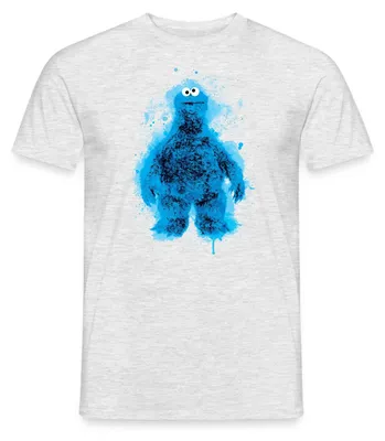 Produktbild von Spreadshirt Sesamstraße Krümelmonster Farbspritzer Männer T-Shirt, XXL, Grau meliert