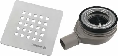 Zdjęcie produktu dla Syfon brodzikowy, 90 mm, pokrywa odpływu, DN40, ABS/stal nierdzewna