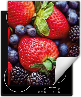 Produktbild von DarHaus Herdabdeckplatte 45x52 cm Anti Rutsch Matte Aufrollbar, Früchte