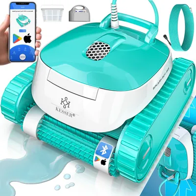 Produktbild von KESSER® Poolroboter für Boden und Wand, Poolsauger bis 100m² Pools & eine leistungsstarke Reinigung, Poolreiniger vollautomatisch mit App-Funktion & Kontrollmodul, Inkl. Abdeckung, Klettermechanismus