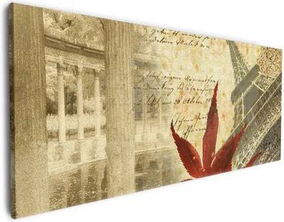 Produktbild von Wallario Premium Leinwandbild Paris Design - Eiffelturm im Herbst in Größe 60 x 150 cm