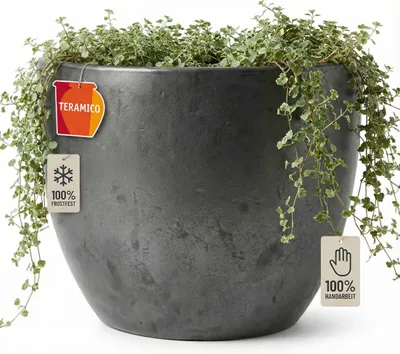 Produktbild von Keramik Pflanztopf Eggpot Anthrazit Ø38cm Frostfest Steinzeug Handarbeit Outdoor