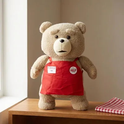 Produktbild von TED 2 Supermarkt Schürze Kuscheltier 46 cm – weiche Plüschfigur für Fans, Kinder & Sammler