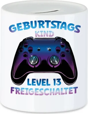 Produktbild von Geburtstagskind Level 13 Freigeschaltet Spardose Happy Birthday Geburtstag Alles Gute Controller Konsole Gamer