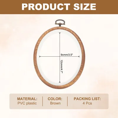 Produktbild von 4 Stš¹ck 12 x 9 cm Stickrahmen Set, Rahmen Imitiertes Holz Oval Kreuzstich Stickrahmen Ring fš¹r Stickkunst Handwerkliche N?harbeiten Dekoration