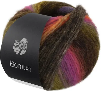 Produktbild von Lana Grossa BOMBA 100 g Effektgarn aus flauschigen Merinofasern mit interessantem Farbeffekt 290 m Farbe 001 - Dunkelgrau/Brombeer/Orange/Gelb-/Dunkelgrün/Blau