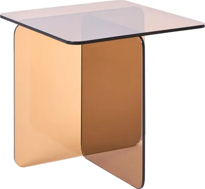 Zdjęcie produktu dla BELIANI Stolik pomocniczy szkło hartowane brązowy 46 x 50 cm abstrakcyjny styl minimalistyczny skandynawski salon