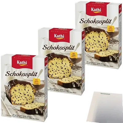 Produktbild von Kathi Backmischung für Schokosplit-Kuchen 3er Pack (3x450g Packung) + usy Block