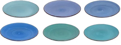 Six plates arranged in two rows of three against a white background.