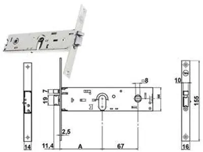 Obrázok produktu pre Elektrický zámok na zasunutie pre lišty, len západka, 44 mm, H 85400 – 80 mm (Y8540080080VNE)