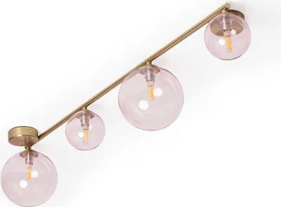 Produktbild von Deckenleuchte aus Metall und Glas Moonlight Brass 4 Spots Rosa