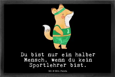 Produktbild von Mr. & Mrs. Panda fußmatte Sportlehrer Herz 40 x 60 cm - Schwarz - Geschenk, Gummimatte, Schmutzmatte, Fußabstreifer, Türvorleger, Schmutzfangmatte