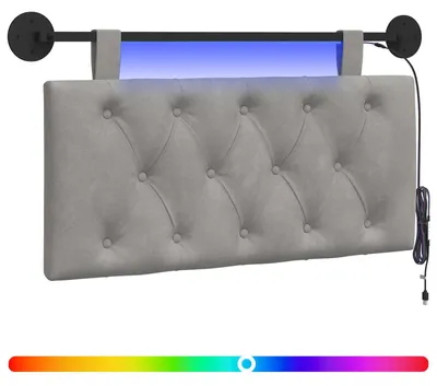 Produktbild von Hängendes Kopfteil Mit LED Licht Hellgrau Samt