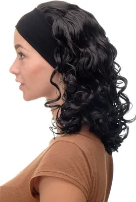 Produktbild von WIG ME UP Perücke Stirnband Dunkelbraun Locken Schulterlang BRO-704-3
