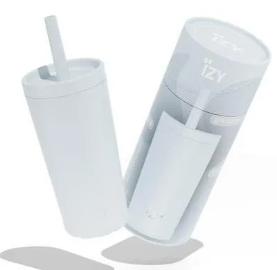 Produktbild von IZY Thermobecher 500ml Azur doppelwandig vakuumisoliert mit Strohhalm auslaufsicher