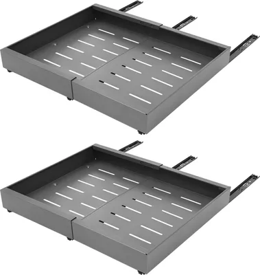 Immagine prodotto di Cestello portaoggetti estraibile - Cassetto telescopico - Set da 2 - Metallo - Capacità di carico 10-15 kg - Larghezza guida 4 cm - Argento
