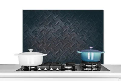 Obrázok produktu pre MuchoWow® Splashback Kuchyňa - Kuchynský backsplash - Ochrana steny pre sporák a drez Oceľ - čierna - hrdza 80x55cm Alu-Dibond (alternatíva k