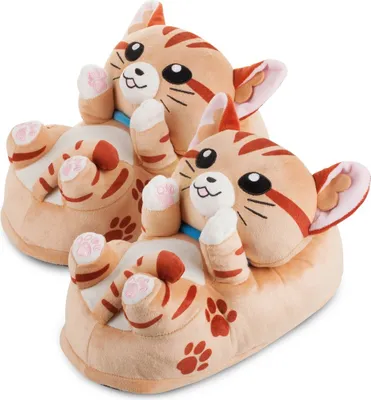 Produktbild von Corimori - Leeroy der Kater Plüsch-Hausschuhe EU Einheitsgröße 34-44 (Orange)