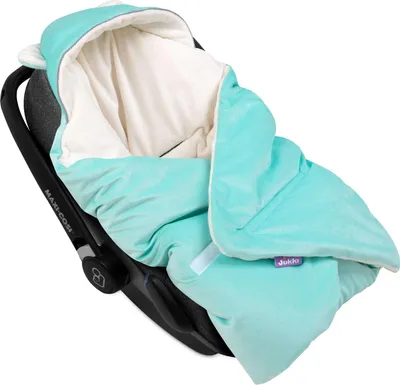 Produktbild von Decke für Kindersitz mit Kapuze und Ohren – Ecru Plüsch & Mint Velvet