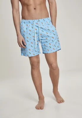 Image de Urban Classics - Short de bain à motif Badehose Bleu clair/Ice-XS