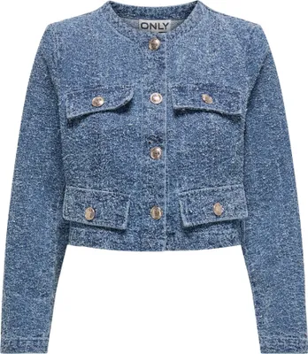 Produktbild von Only Damen Jeansjacke aus reiner Baumwolle, mittelblau, im Crop-Schnitt