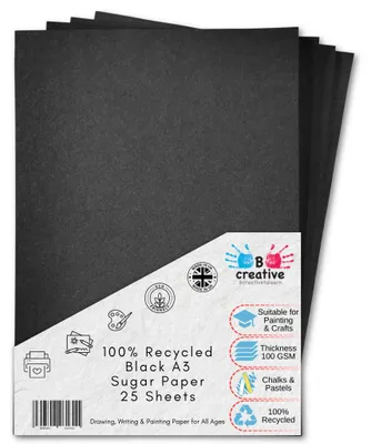 A3 Recycling-Süßpapier schwarz, 25 Blatt, 42 x 29,7 cm