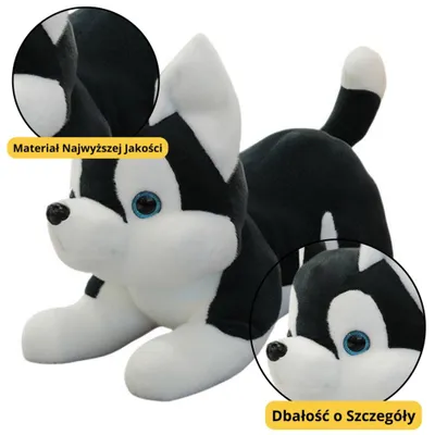 Produktbild von Lean Plüsch Maskottchen Kuscheliger Husky Hund Schwarz Und Weiß 30Cm