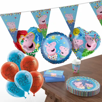 Produktbild von Peppa Pig XXL Party-Set Einweggeschirr Tisch und Raumdeko Kindergeburtstag