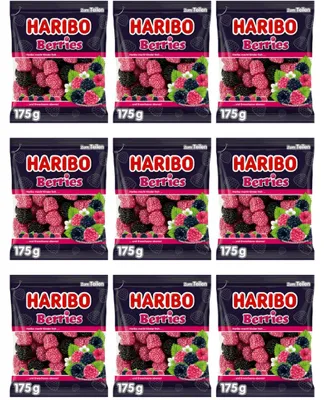 Produktbild von Haribo Berries Gummibärchen 9 x 175 g, gemischte Früchte, Himbeeren