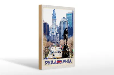 Produktbild von Holzschild Reise 20x30cm Philadelphia USA Amerika Stadt