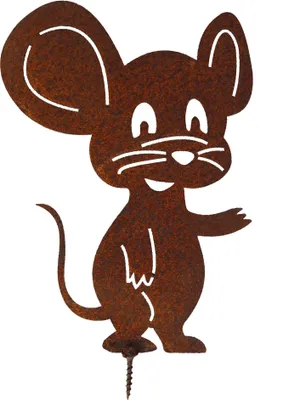 Produktbild von Rost Gartenfigur Maus zum Einschrauben Edelrost Gartendeko Metall Rostdeko Eisen