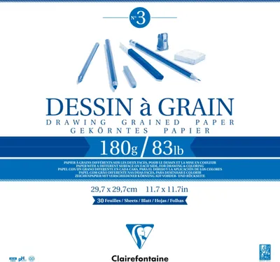 Produktbild von Clairefontaine 5x Gekörntes Zeichenpapier Block 30 Blatt 29,7x29,7cm Weiß 96638C