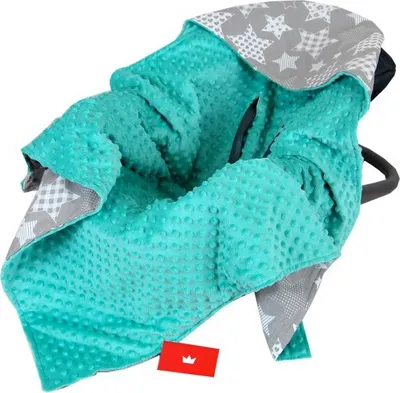 Produktbild von BabyLux EINSCHLAGDECKE 90x90 cm Babyschale Minky Decke 3. Minze + Sternbild